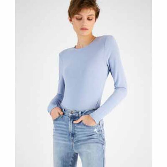 And Now This Ribbed Crewneck Bodysuit In Dusty Blue - L - Picture 2 of 3